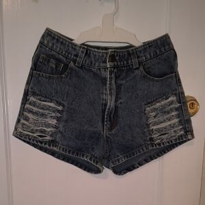 Stylish Distressed Blue Denim Shorts